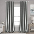 2 Panels Silver Grey Faux Silk Blackout Luxury Curtains, 52 X 96 Inch Room Darkening Satin Thermal Insulated Window Drapes for Bedroom Decor, Indoor