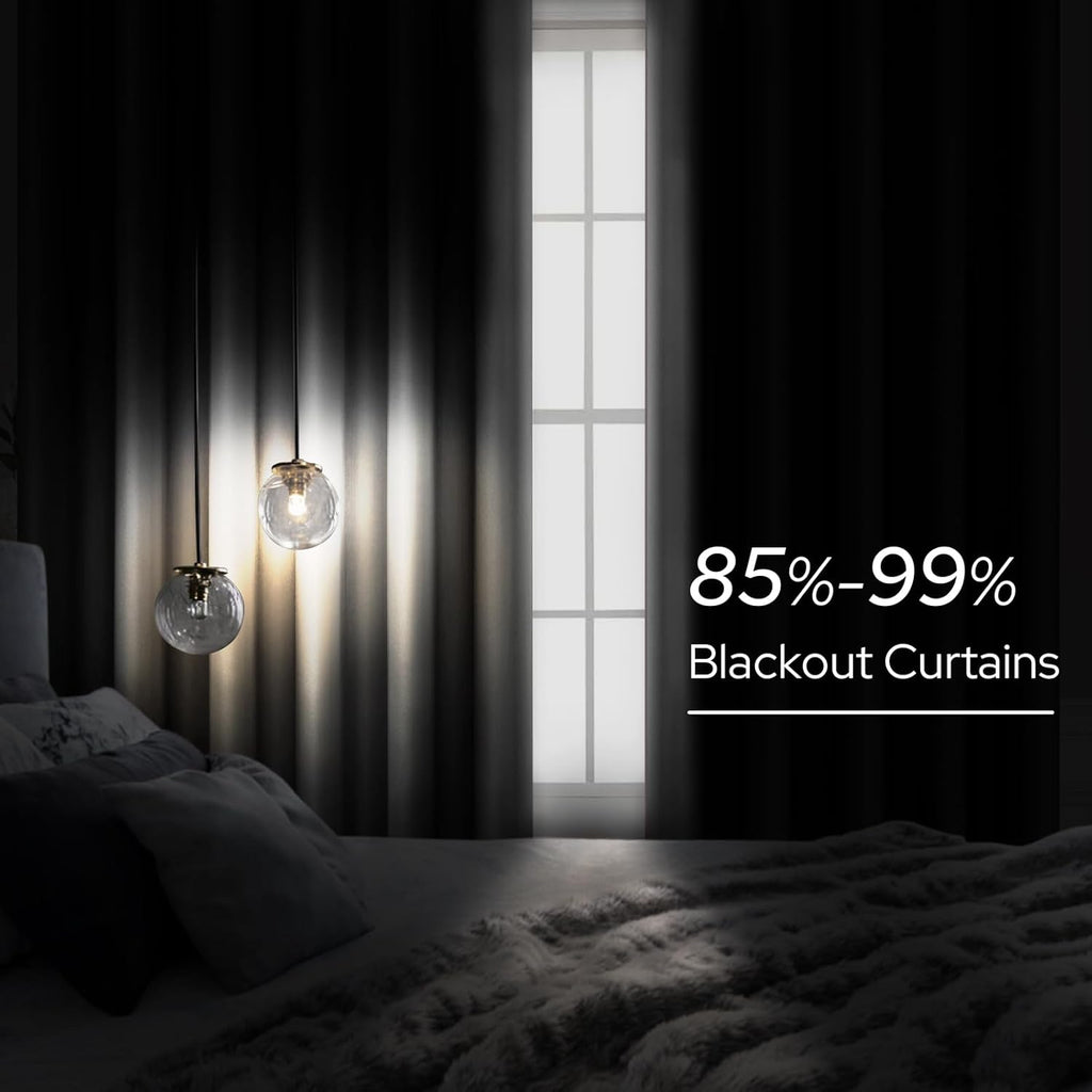 2 Panels Silver Grey Faux Silk Blackout Luxury Curtains, 52 X 96 Inch Room Darkening Satin Thermal Insulated Window Drapes for Bedroom Decor, Indoor