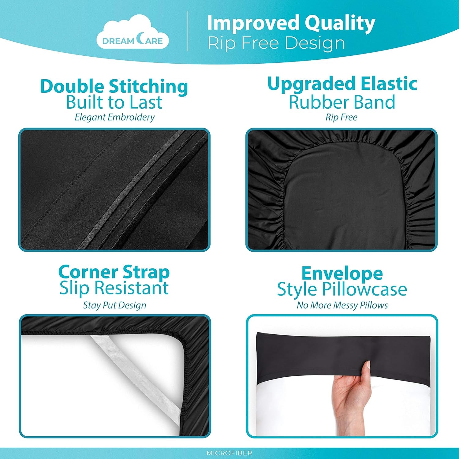 California King Sheet Sets - 6 Pcs Breathable Cooling Bed Sheets - up to 15" Deep California King Sheets with Side Pockets -Extra Soft 100% Brushed Hypoallergenic Hotel Luxury Bedding -Black