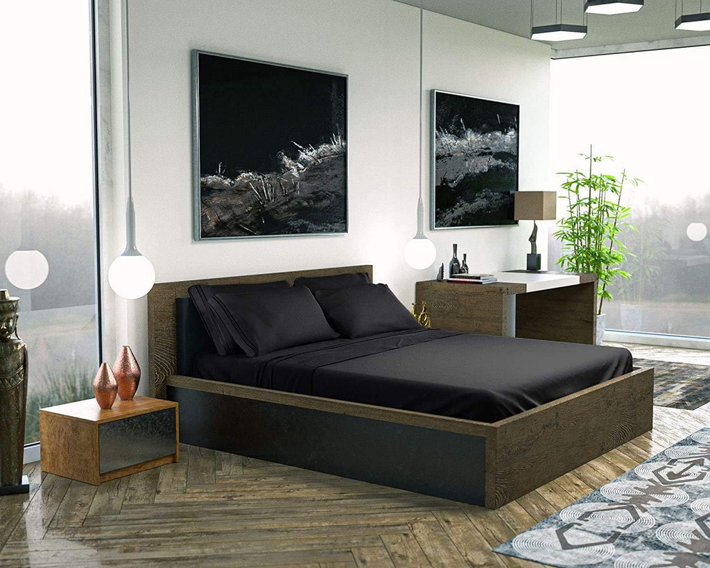 California King Sheet Sets - 6 Pcs Breathable Cooling Bed Sheets - up to 15" Deep California King Sheets with Side Pockets -Extra Soft 100% Brushed Hypoallergenic Hotel Luxury Bedding -Black