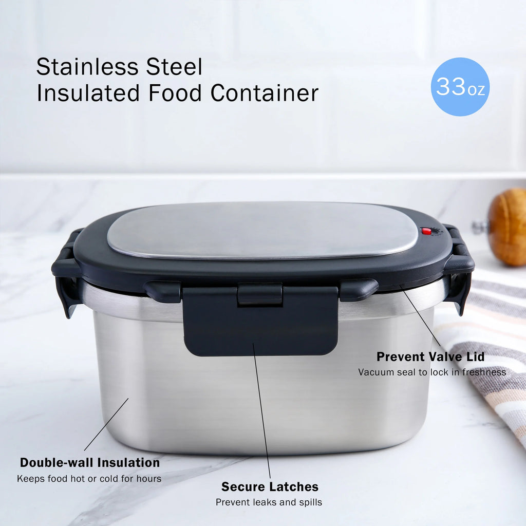 33 Oz Insulated Stainless Steel Food Storage Container Lunch Box with Lid