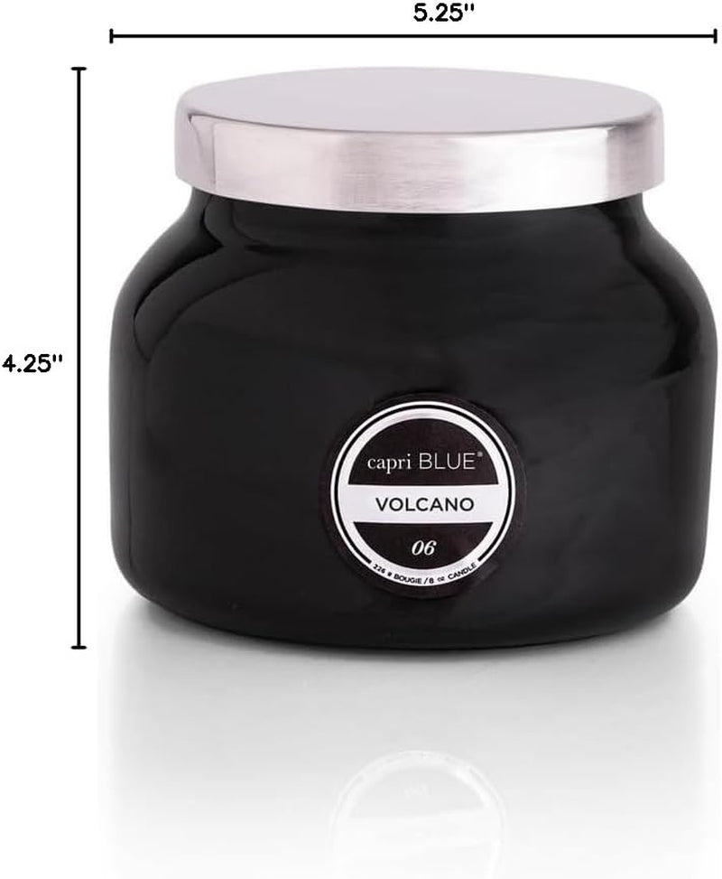 Capri Blue Volcano Scented, Glass Jar Candles for Home with Tropical Fruit & Sugared Citrus, Soy Wax Blend, Black Color (8 Oz)