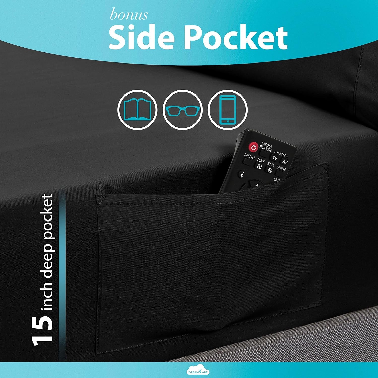 California King Sheet Sets - 6 Pcs Breathable Cooling Bed Sheets - up to 15" Deep California King Sheets with Side Pockets -Extra Soft 100% Brushed Hypoallergenic Hotel Luxury Bedding -Black