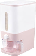 22.5-25 Lbs Pink Rice Dispenser, Rice Storage Container, Pink Rice Storage Container with Measuring Cup, Rice Holder Bucket for Household Kitchen Rice Soybean Corn