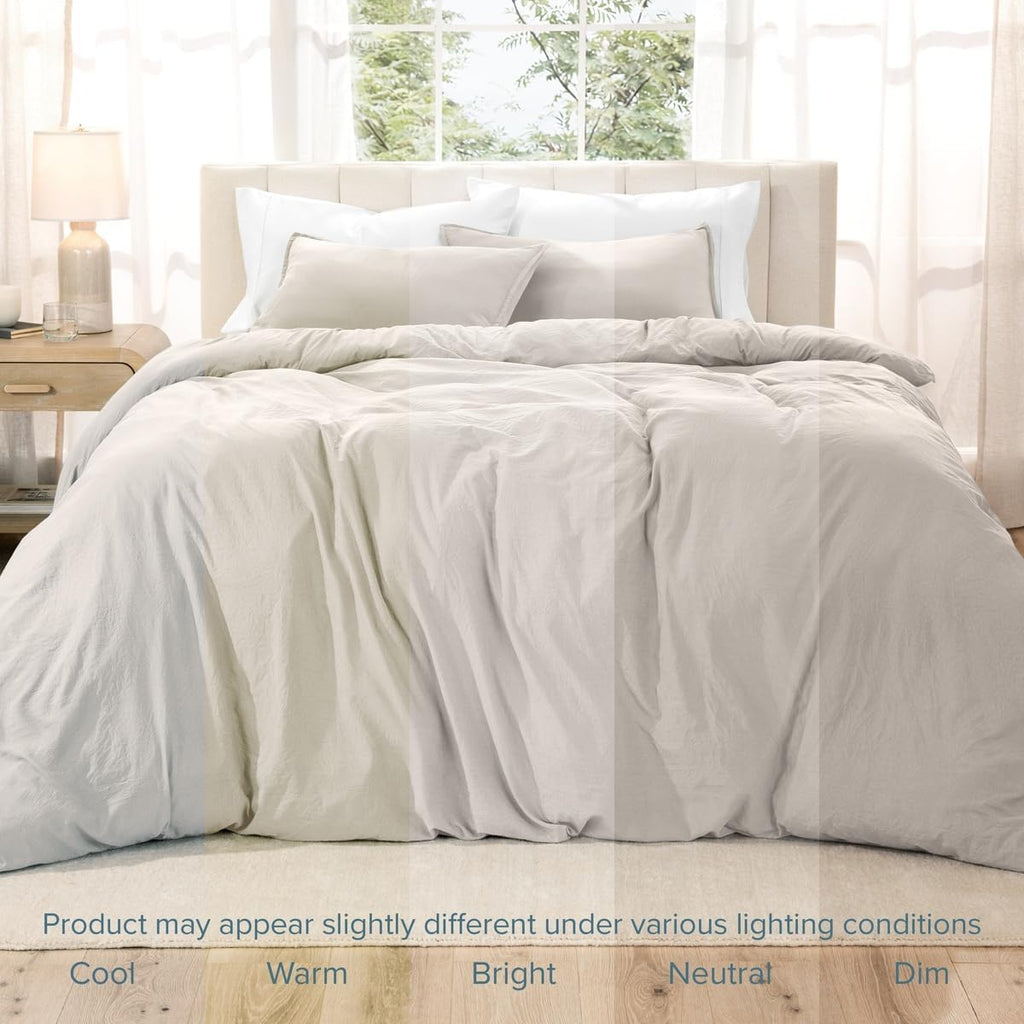Microfiber Duvet Cover Set - Ultra Soft Washed Microfiber - Twin/Twin Extra Long - Linen-Like Look - Easy Care - Breathable Fabric - Our Softest Duvet Cover Set (Twin/Twin XL, Fog)