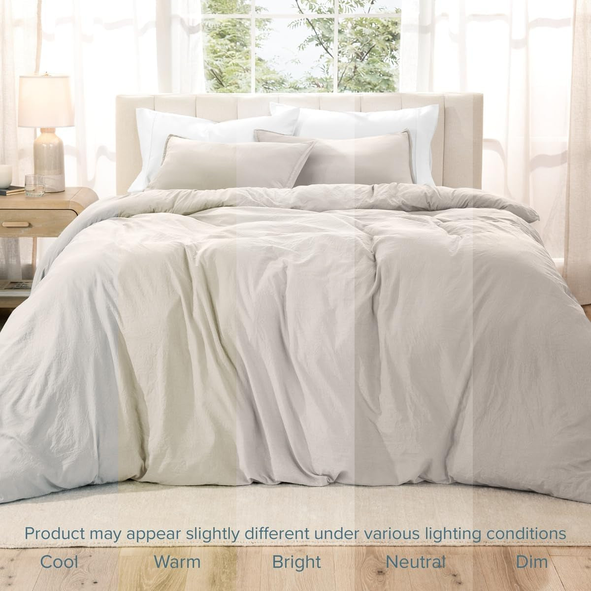 Microfiber Duvet Cover Set - Ultra Soft Washed Microfiber - Twin/Twin Extra Long - Linen-Like Look - Easy Care - Breathable Fabric - Our Softest Duvet Cover Set (Twin/Twin XL, Fog)