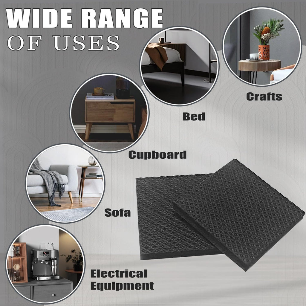 Non Slip Furniture Pads -12Pcs 4" Furniture Grippers Hardwood Floors, Non Skid for Furniture Legs,Self Adhesive Rubber Feet, anti Slide Furniture Floors Protectors for Keep Couch Stoppers