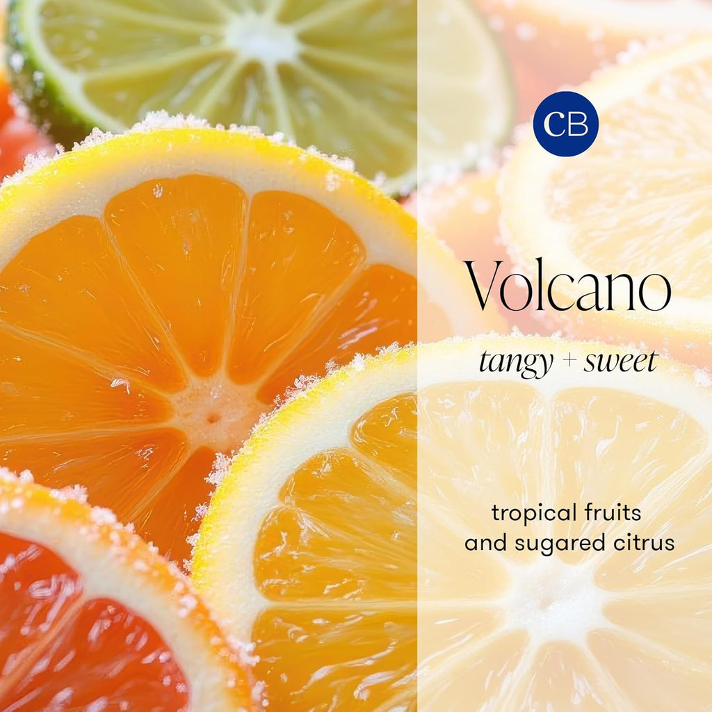 Capri Blue Volcano Scented, Glass Jar Candles for Home with Tropical Fruit & Sugared Citrus, Soy Wax Blend, Black Color (8 Oz)