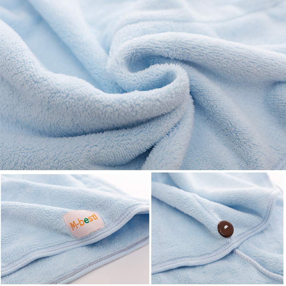2 Pack Hair Drying Towels, Hair Towel Wrap,Absorbent Microfiber Hair Towel Turban with Button Design to Dry Hair More Quicker(Blue&Dark Gray)