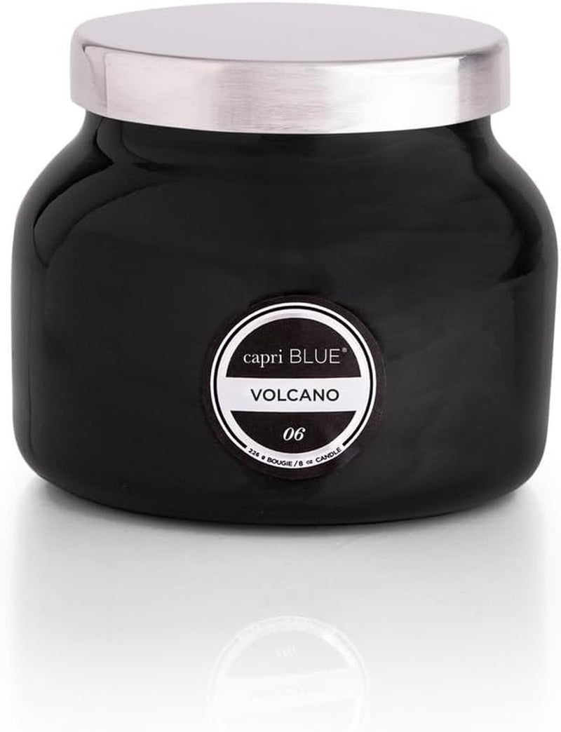 Capri Blue Volcano Scented, Glass Jar Candles for Home with Tropical Fruit & Sugared Citrus, Soy Wax Blend, Black Color (8 Oz)